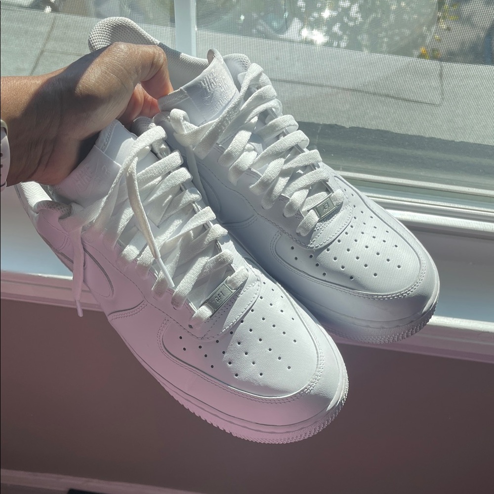 White Nike Air Force One Sneakers with Perforated Design